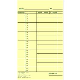 Stempelkarte / Wochen-Lohnkarte (Nr.1), 500 Stück