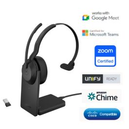 Jabra Evolve2 55 MS Mono mit Link380a USB-A Headset mit Ladestation