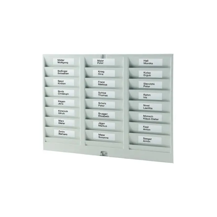 Bürk Mobatime Kartenhalter für 24 Ausweiskarten in Flachbauweise aus Kunststoff, verkehrsweiß RAL 9016