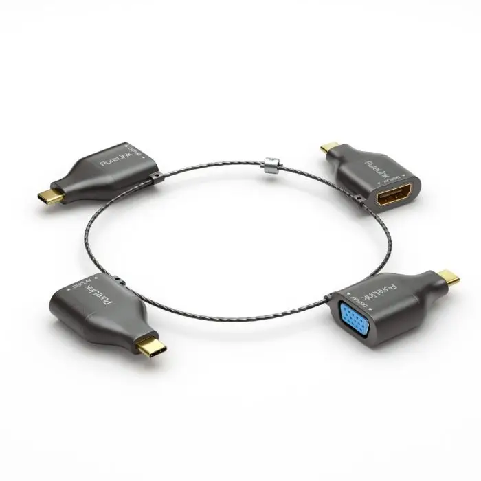 PureLink apter Ring Klein - 4x USB-C - USB-C > VGA/HDMI/miniDP/DP, schwarz