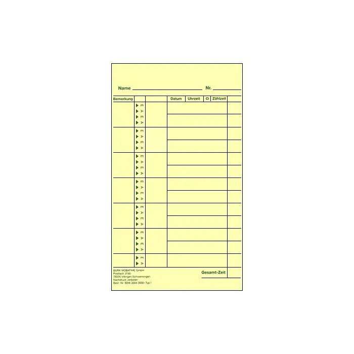 Stempelkarte / Wochen-Lohnkarte (Nr.1), 1.000 Stück