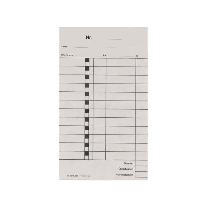 Zeitregistrierkarten 2 Wochenkarten 5851