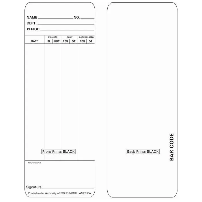 Zeitregistrierkarten für Isgus Perfect, 5882